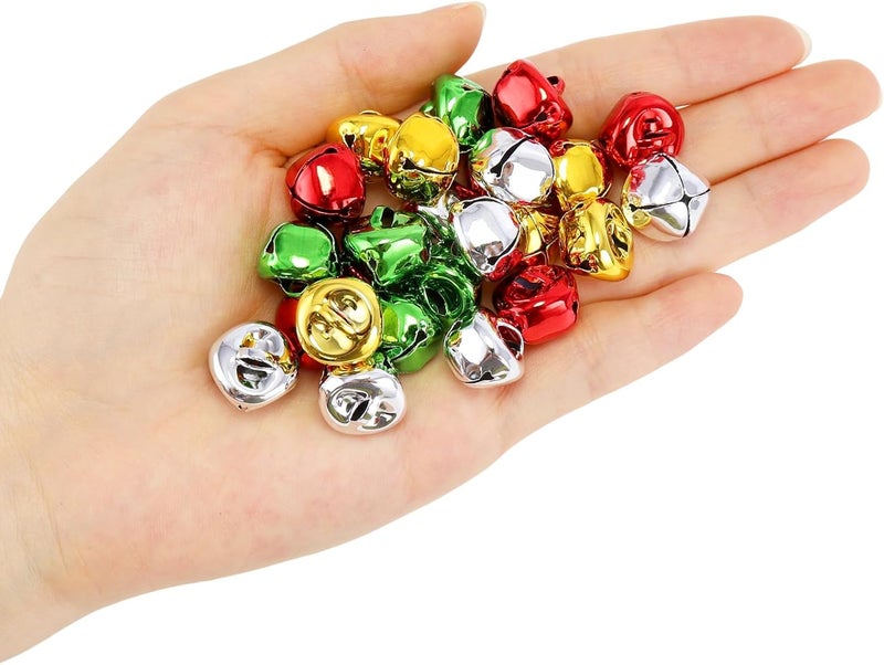 LIGHOON Jingle Bells for Crafts, 120 Pcs 3/5 Inch Christmas Bells DIY Colorful Craft Bells Bulk for Christmas Home Pet Decorations Festival Party Supplies Favors (Red Green Silver Gold) - Image 4